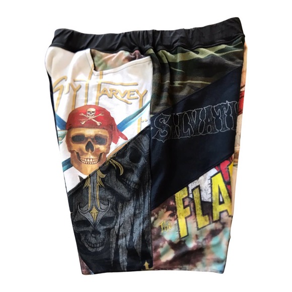 1 of 1 reworked shorts, elastic waistband 32”-38” skulls, reworked shorts - Picture 7 of 8